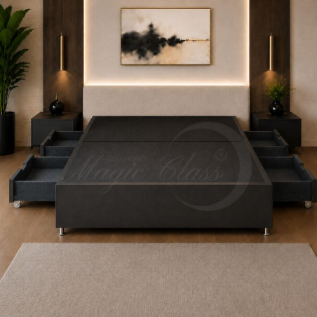 Base cama dividida con 4 cajones laterales